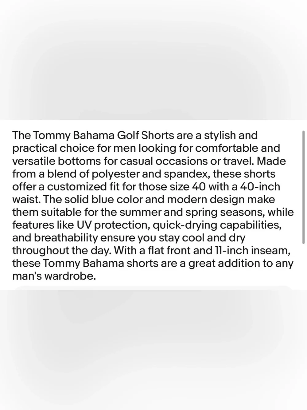 Tommy Bahama Golf Shorts On Par 40L x 11 Polyester Spandex NWT MSRP $118